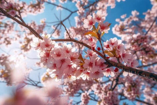 AI Generated close up hyperrealistic cinematic blossom cherry tree background