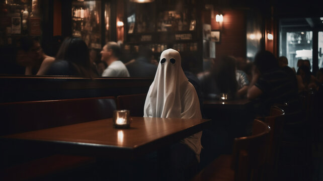 Generative AI Illustration or a Ghost or Introvert