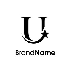 Elegant Initial U Star Logo