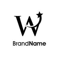 Elegant Initial W Star Logo