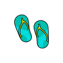 Summer sandal or flip flops color fill icon, vector illustration in trendy style. Editable graphic resources for many purposes.