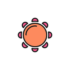 Summer sun color fill icon, vector illustration in trendy style. Editable graphic resources for many purposes.
