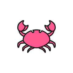 Summer crab color fill icon, vector illustration in trendy style. Editable graphic resources for many purposes.