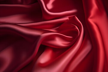 Obraz premium Silk fabric in red, Generative AI