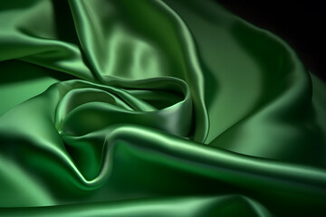 Obraz premium Silk fabric in green, Generative AI