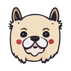 Cute dog in cartoon style. Sticker of a colorful puppy. Vector.