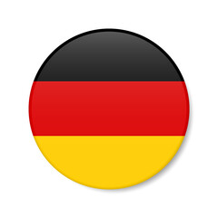 Naklejka premium Germany circle button icon. German round badge flag. 3D realistic isolated vector illustration