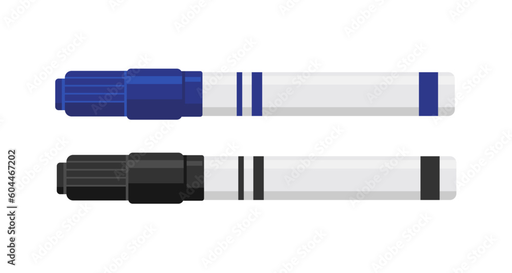 Poster two markers concept. blue and black text highlighter to organize efficient work and study process. e