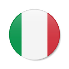 Italy circle button icon. Italian round badge flag. 3D realistic isolated vector illustration