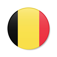 Belgium circle button icon. Belgian round badge flag. 3D realistic isolated vector illustration