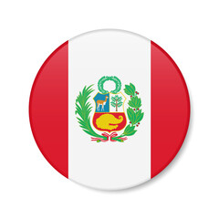 Peru circle button icon. Peruvian round badge flag. 3D realistic isolated vector illustration - obrazy, fototapety, plakaty