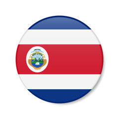 Costa Rica circle button icon. Costa Rican round badge flag. 3D realistic isolated vector illustration