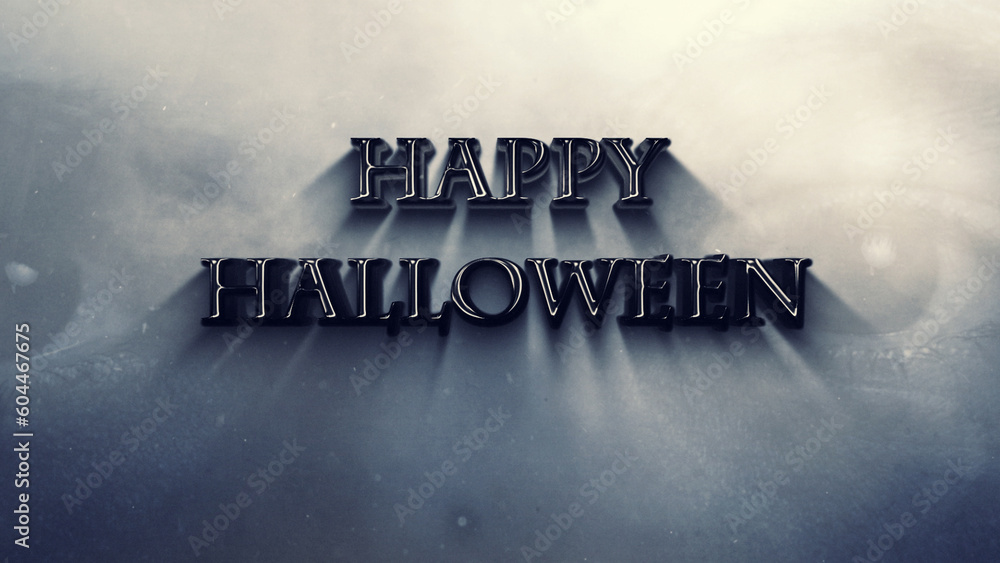 Canvas Prints happy halloween metallic message with eyes features smoke and particles floating across the screen a