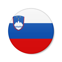 Fototapeta premium Slovenia circle button icon. Slovenian round badge flag. 3D realistic isolated vector illustration