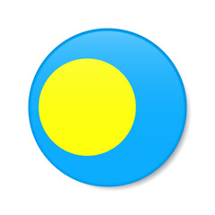 Palau circle button icon. Palauan round badge flag. 3D realistic isolated vector illustration