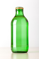 Green glass bottle of sparkling water