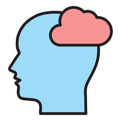 human, brain, cloud, head, brainstorming cloud icon