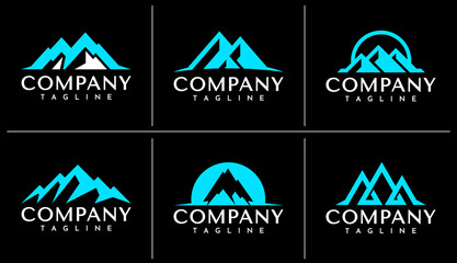 Minimalist abstract mountain peak logo design branding