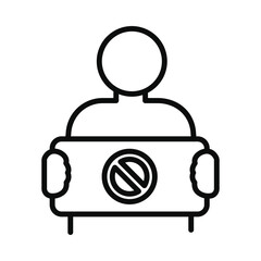 Obraz premium man, people, protest, banner, poster on hand, Protest and Demonstration man icon