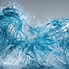 Blue water wave on a gray background. 3d rendering, 3d illustration.