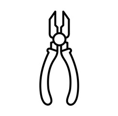 Cute pliers tool set repair mechanic equipment outline icon