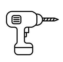 Cute drill tool set repair mechanic equipment outline icon