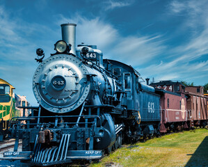 Fototapeta na wymiar colorized vintage steam engine 