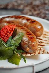 grilled sausages with vegetables