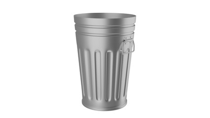 Opened metal trash can isolated on transparent background. Garbage concept. 3D render