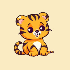 Cute baby tiger, sweet expression, isolated vector