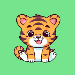Obraz na płótnie Canvas Cute baby tiger, sweet expression, isolated vector