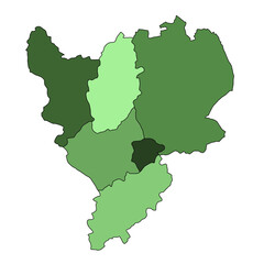 green East Midlands England administrative and political map. uk, United Kingdom, Britain