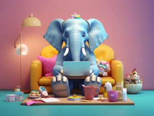 A 3D Render of a Cartoon Elephant Who is a Social Media Influencer | Generative AI