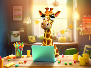 A 3D Render of a Cartoon Giraffe Who is a Social Media Influencer | Generative AI