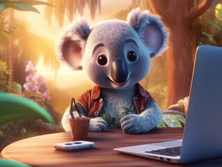 A 3D Render of a Cartoon Koala Who is a Social Media Influencer | Generative AI