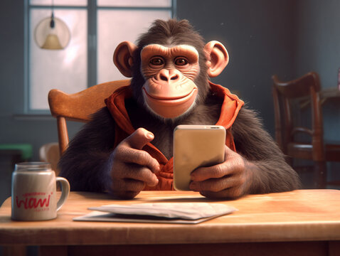 A 3D Render of a Cartoon Chimpanzee Who is a Social Media Influencer | Generative AI