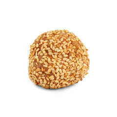 One delicious sesame ball on white background