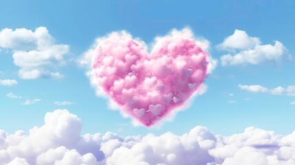 Fototapeta premium Cloudy Sky with a Pink Heart Shape generated by AI