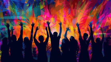 Silhouette of people worshipping