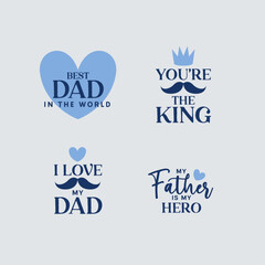 A set of happy fathers day badges. I love you dad. Best dad in the world.
