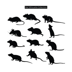 Animal rat silhouette collection vector