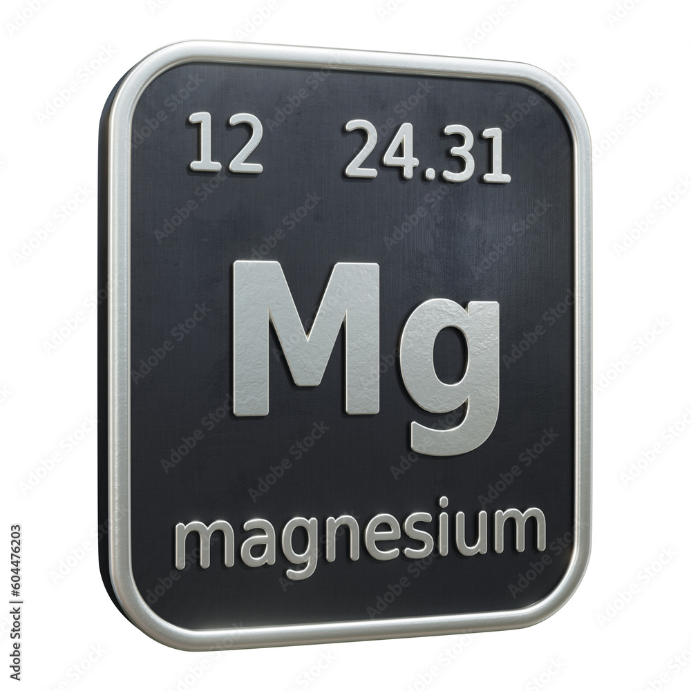 Poster three-dimensional icon of the chemical element of magnesium isolated on transparent background. 3d r