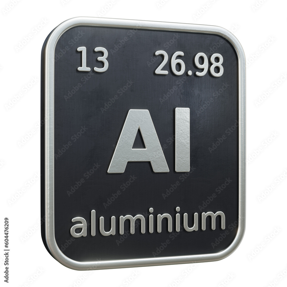 Aufkleber three-dimensional icon of the chemical element of aluminium isolated on transparent background. 3d r