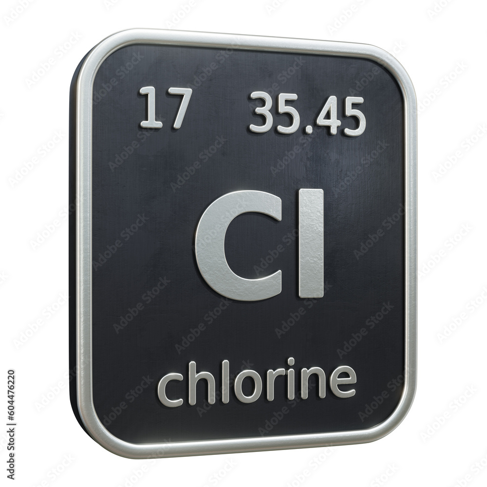 Aufkleber three-dimensional icon of the chemical element of chlorine isolated on transparent background. 3d re