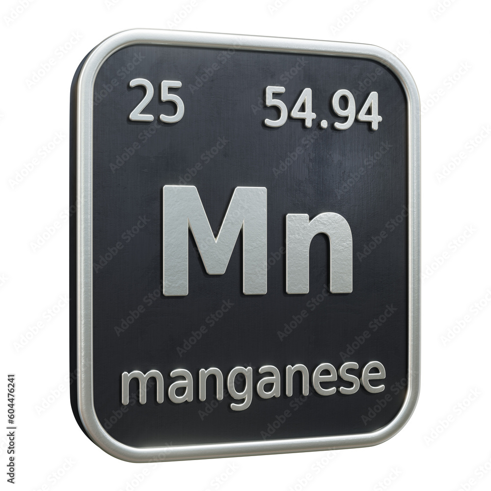 Aufkleber three-dimensional icon of the chemical element of manganese isolated on transparent background. 3d r