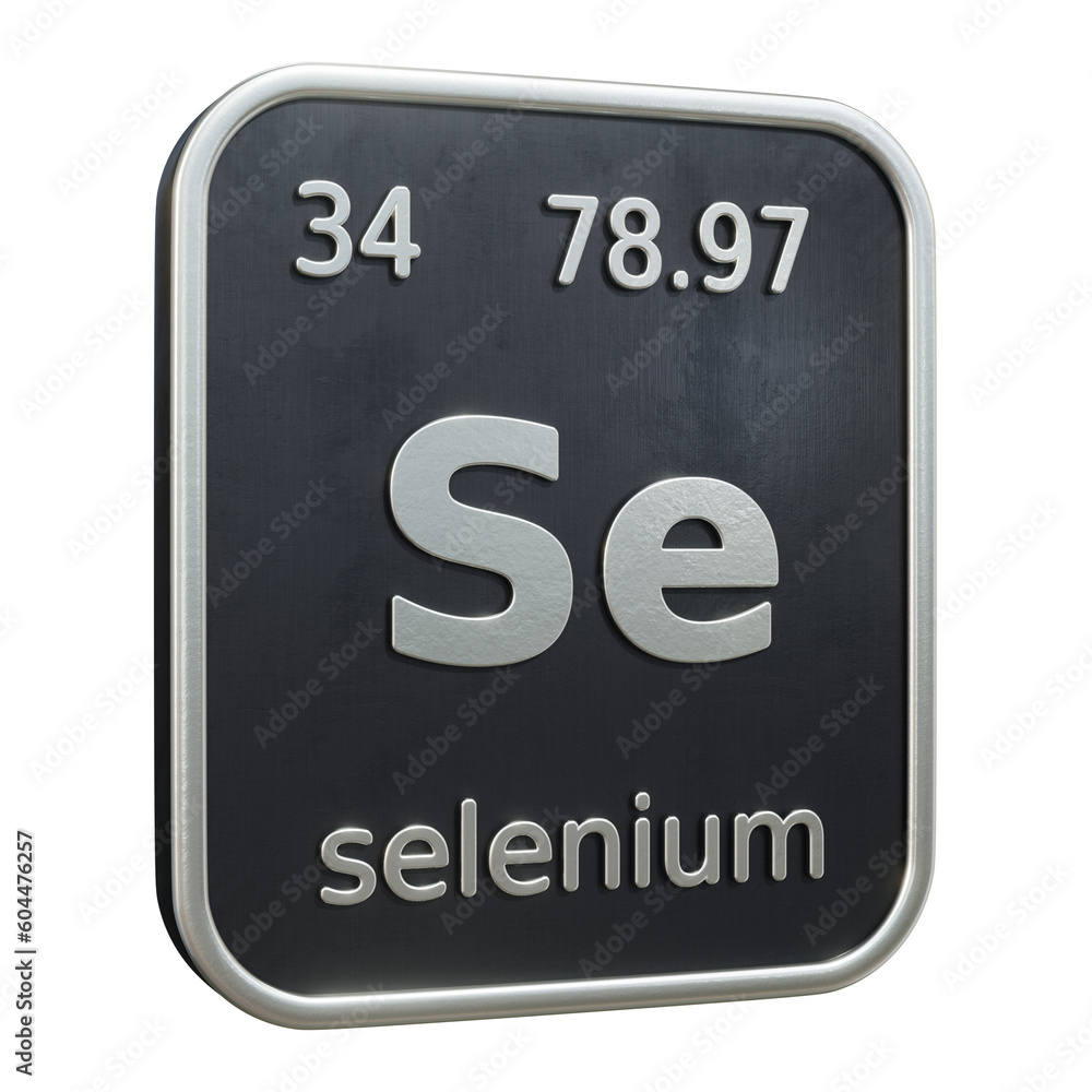 Fototapete three-dimensional icon of the chemical element of selenium isolated on transparent background. 3d re