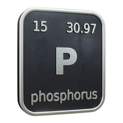 Three-dimensional icon of the chemical element of Phosphorus isolated on transparent background. 3D rendering