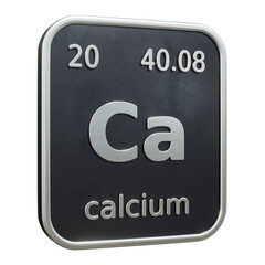Three-dimensional icon of the chemical element of Calcium isolated on transparent background. 3D rendering