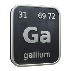 Three-dimensional icon of the chemical element of Gallium isolated on transparent background. 3D rendering