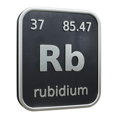 Three-dimensional icon of the chemical element of Rubidium isolated on transparent background. 3D rendering